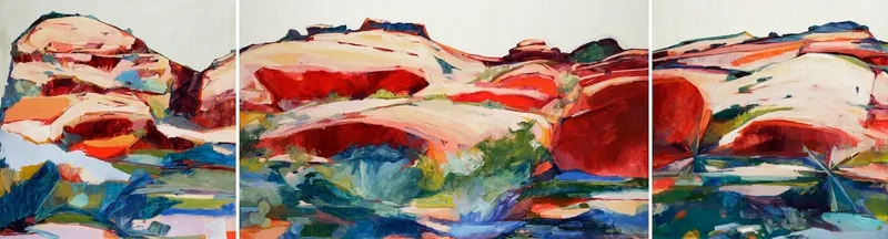 Painting by Abigale Palmer titled Bright Beginnings, 2024, oil on stretched canvas, 240 by 72 inches.