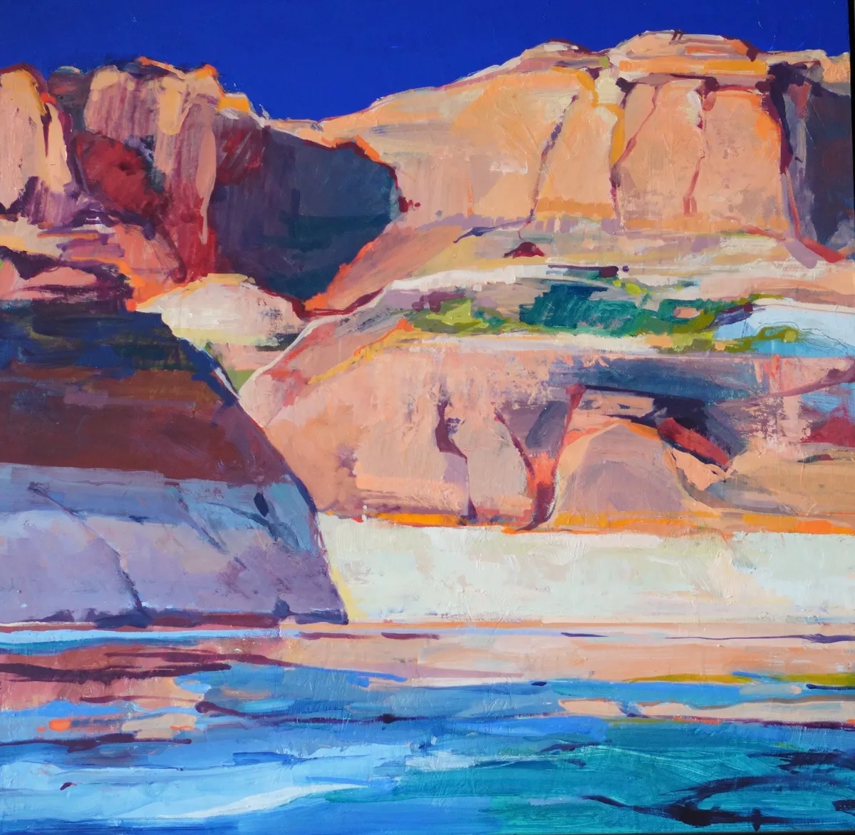 Painting by Abigale Palmer titled Wading, 2024, oil on canvas.